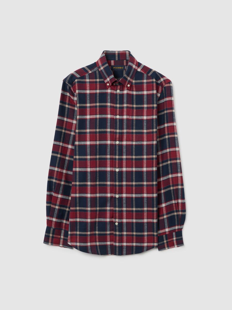 Camicia maniche lunghe multicolor in puro cotone regular fit a quadri_0