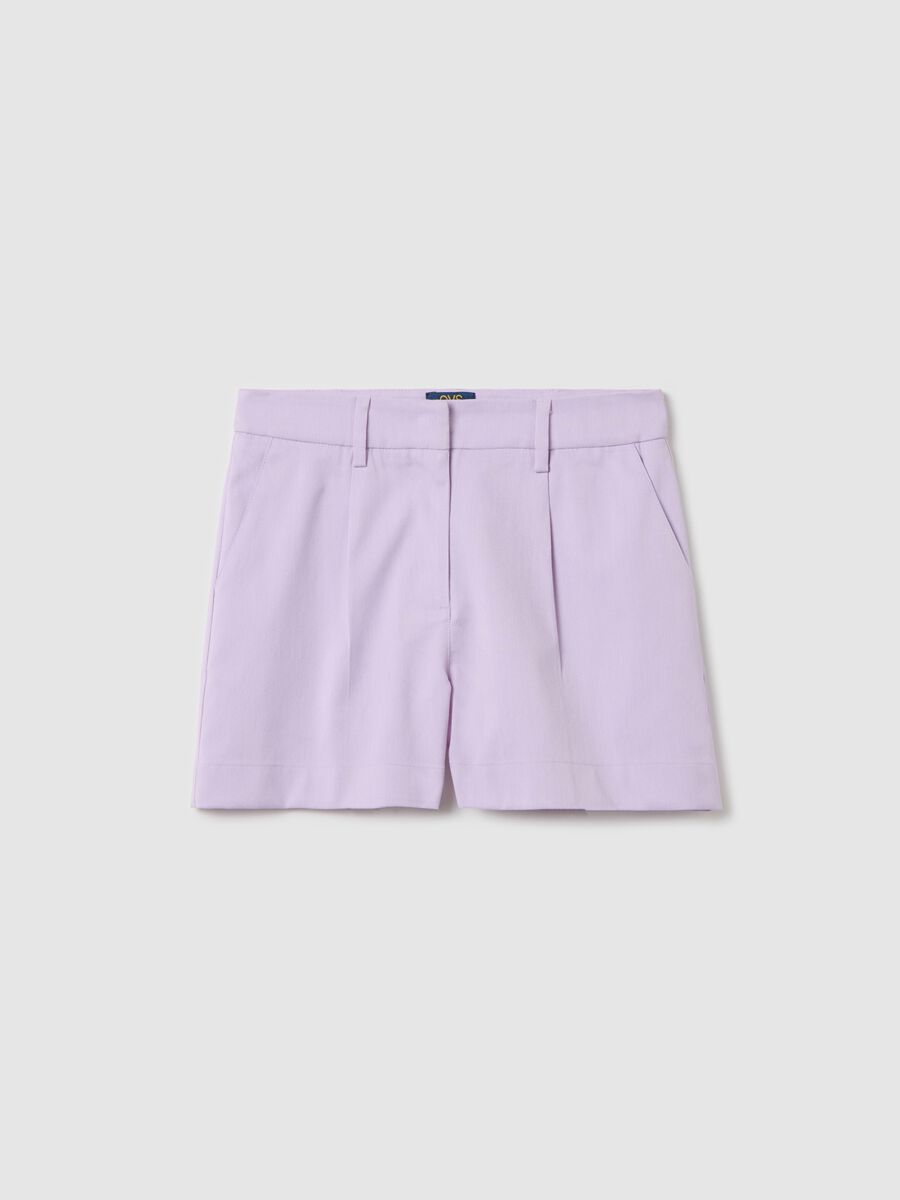 Purple shorts with darts and pockets_0