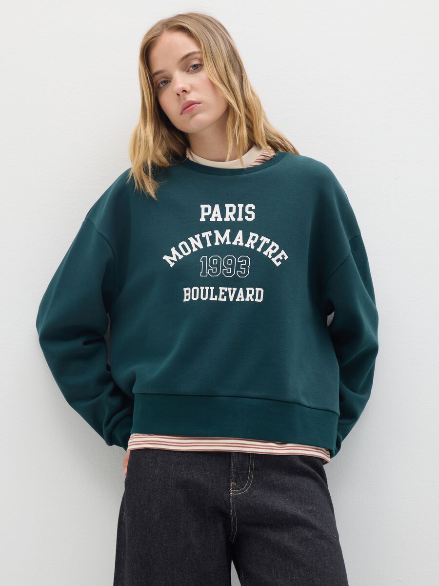 Felpa in misto cotone verde regular fit_0