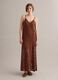 Long brown crochet dress with V-neck, regular fit_1