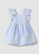 Multicoloured striped pure cotton dress with ruffles for baby girls, wide fit_0