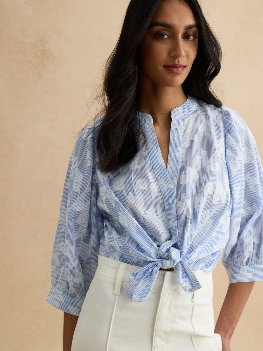 Multicolour pure cotton regular fit shirt with floral design_1