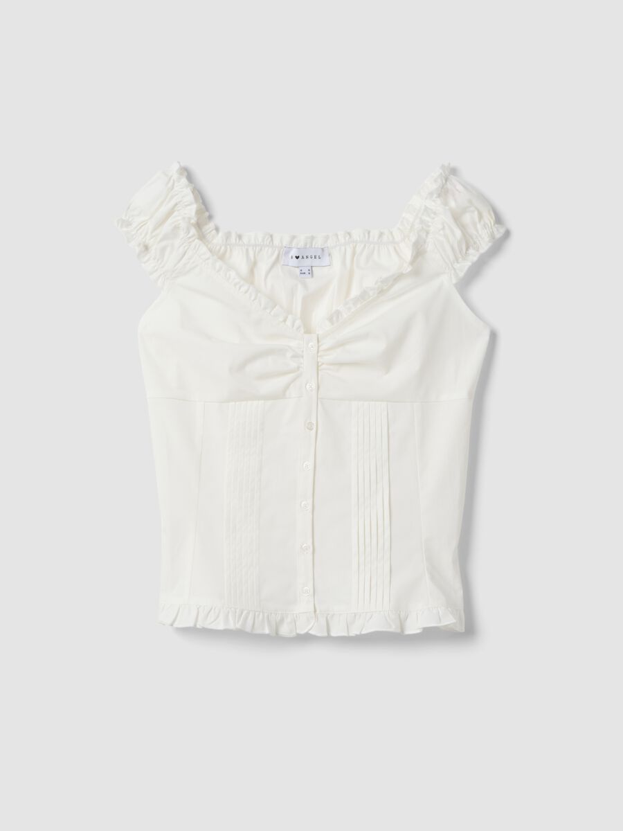 White organic cotton blouse with short sleeves_4