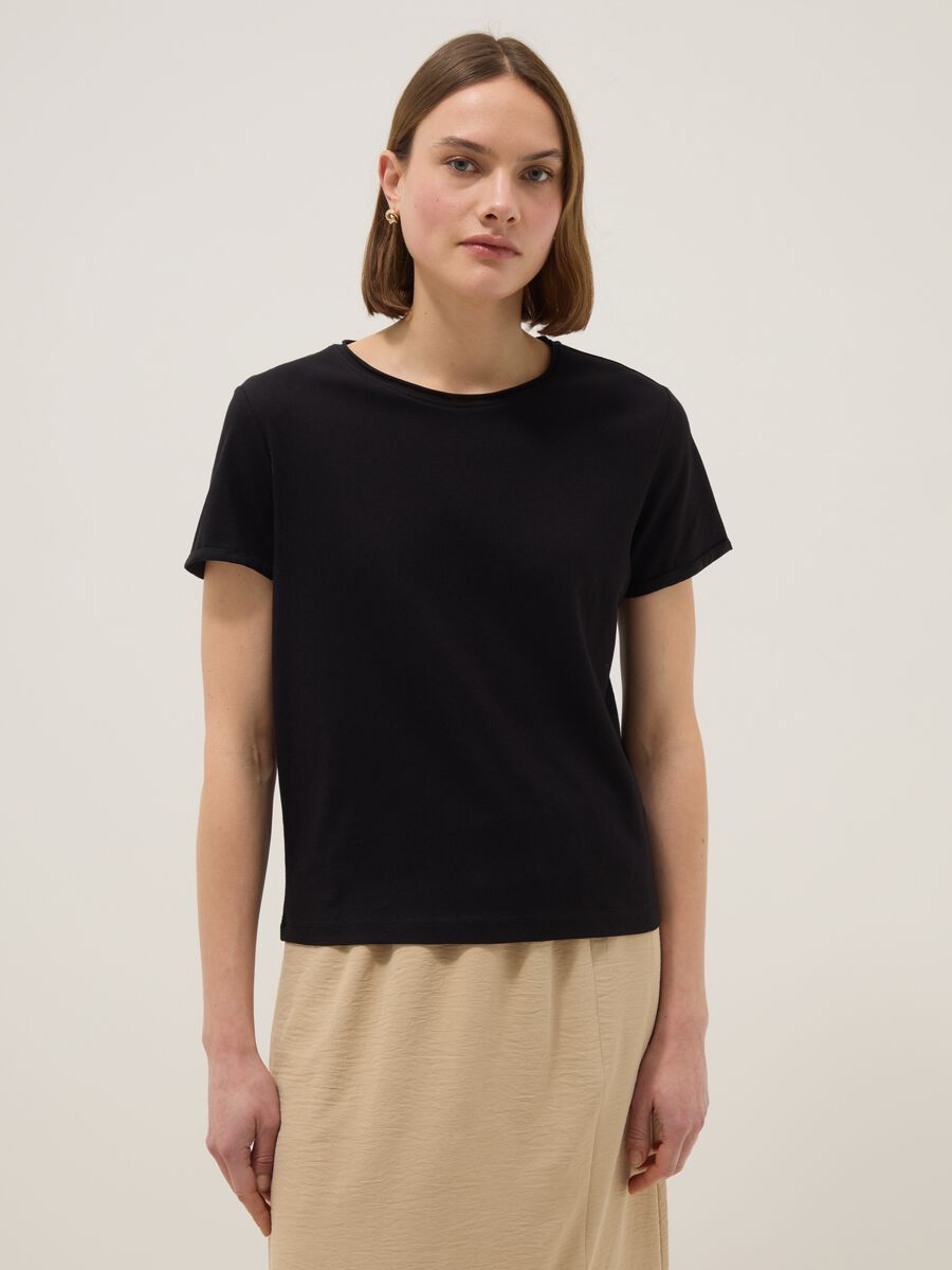 Black pure cotton short sleeve T-shirt regular fit_1