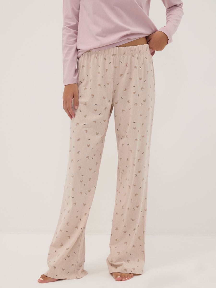 Pink organic cotton pyjamas with Henley neckline_2