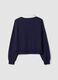 Felpa blu in misto cotone con girocollo e colletto_2