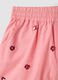 Pink pure cotton shorts with floral sequins_3