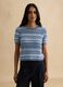Blue cotton-blend regular fit knit patterned sweater_2