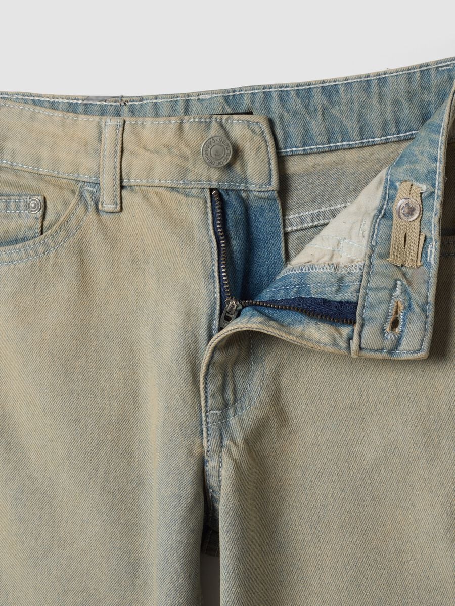 Jeans grigi wide leg in puro cotone per ragazza_2