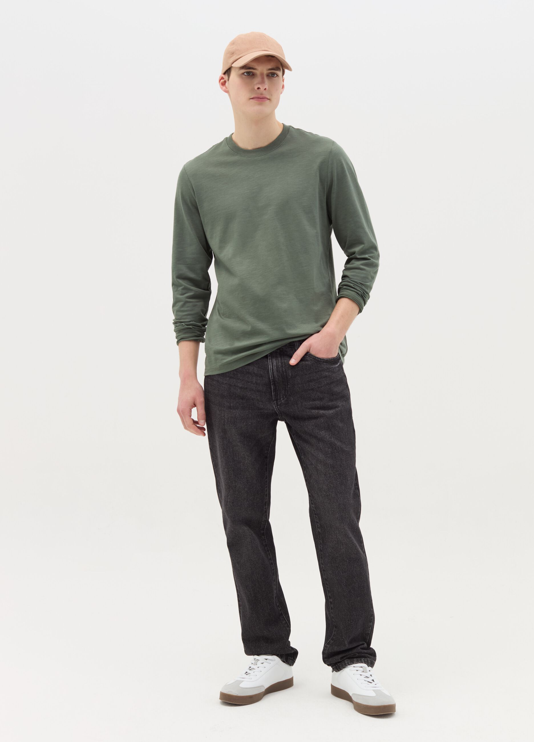 T-shirt a maniche lunghe in cotone 
