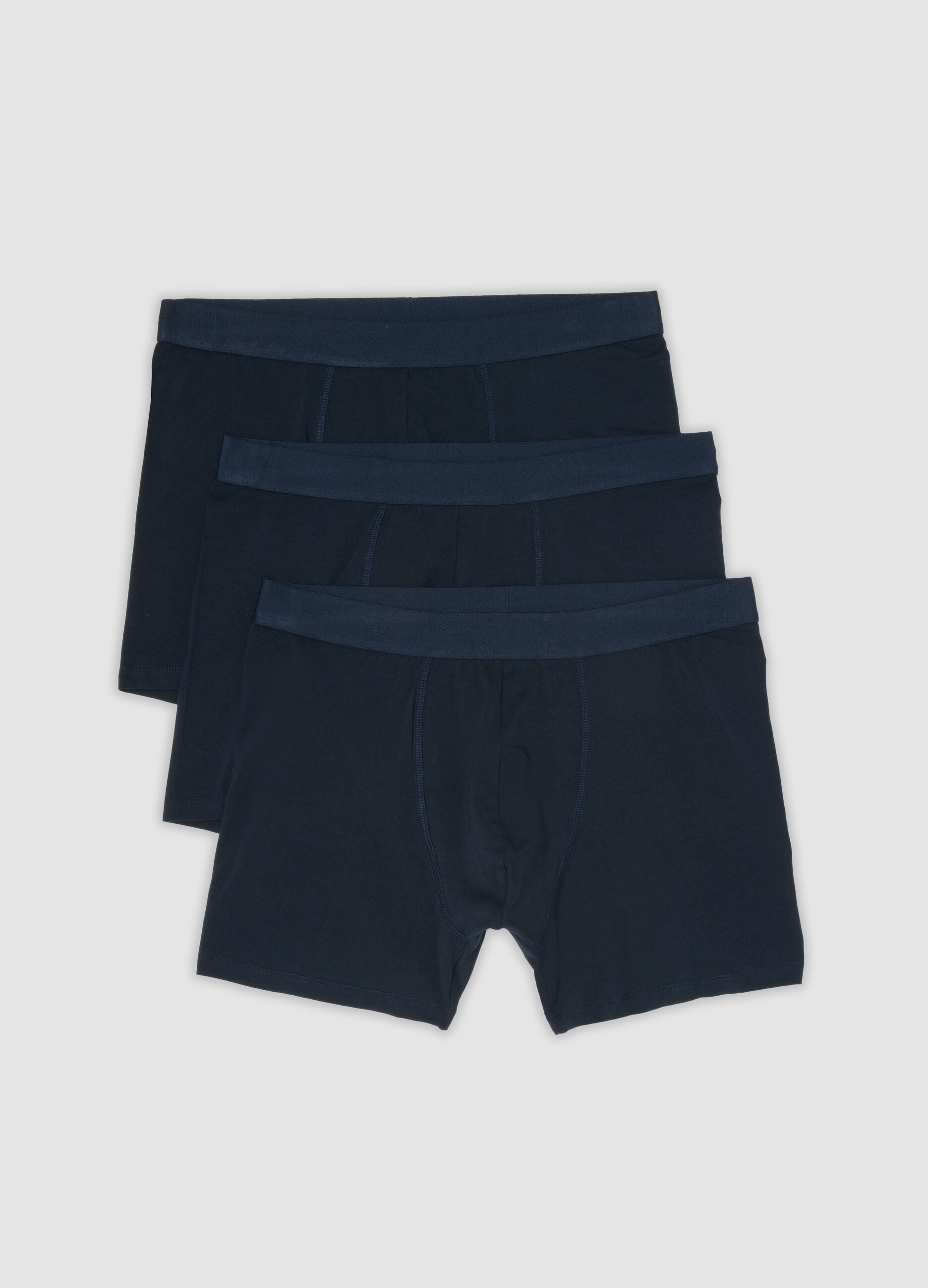 Pack of 3 blue midi boxer briefs in organic cotton