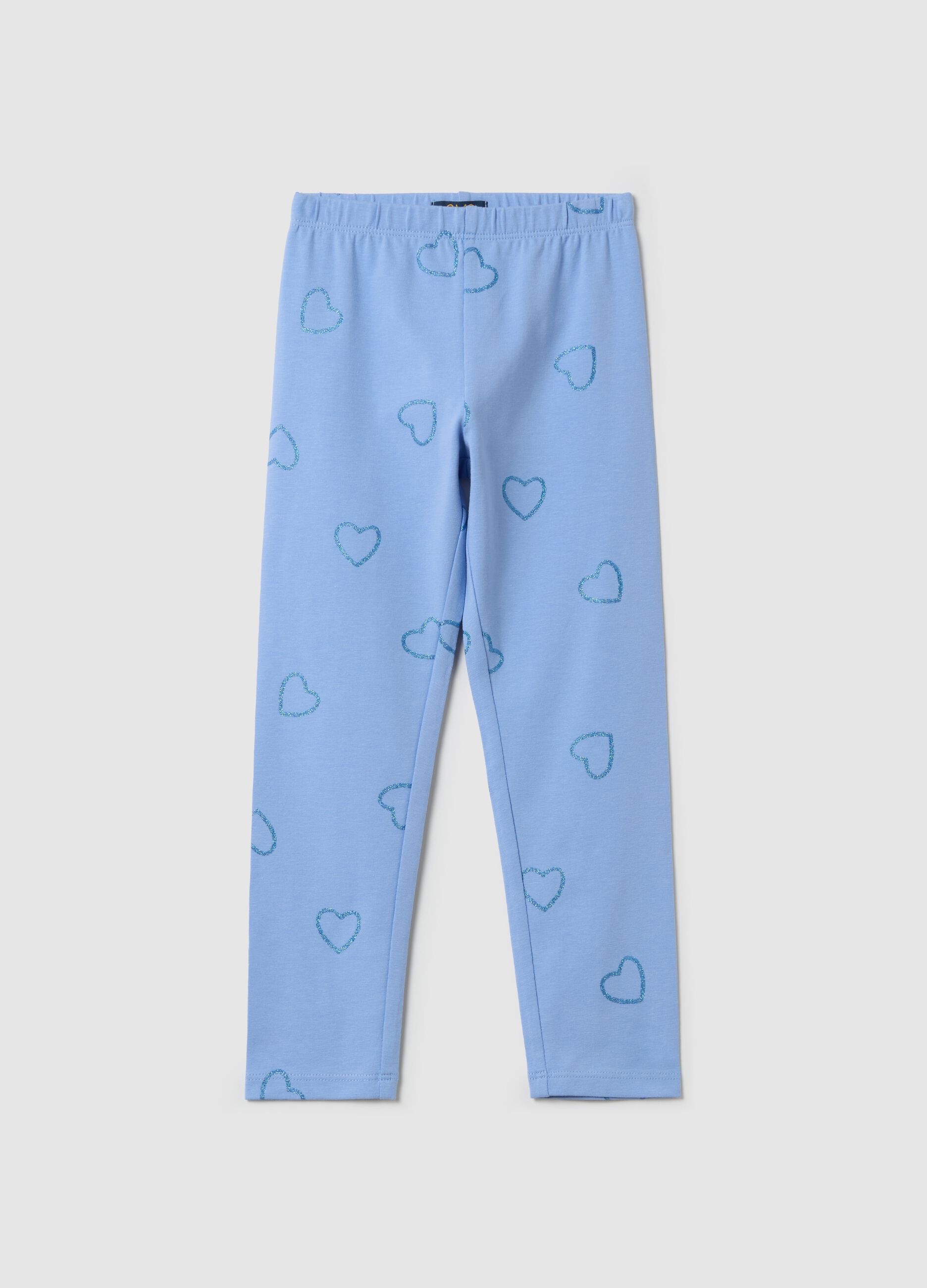 Stretch cotton leggings with glitter print