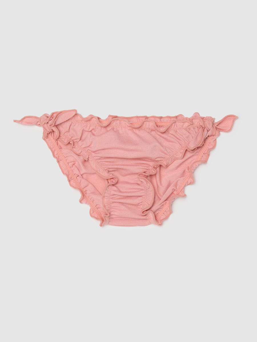 Girls' pink ruched bikini briefs in elastane blend_0