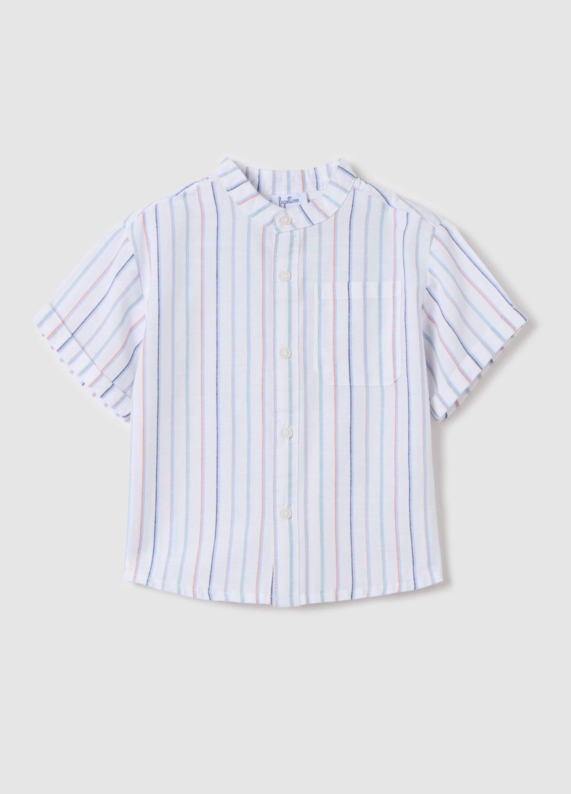 Short-sleeved shirt with striped pattern