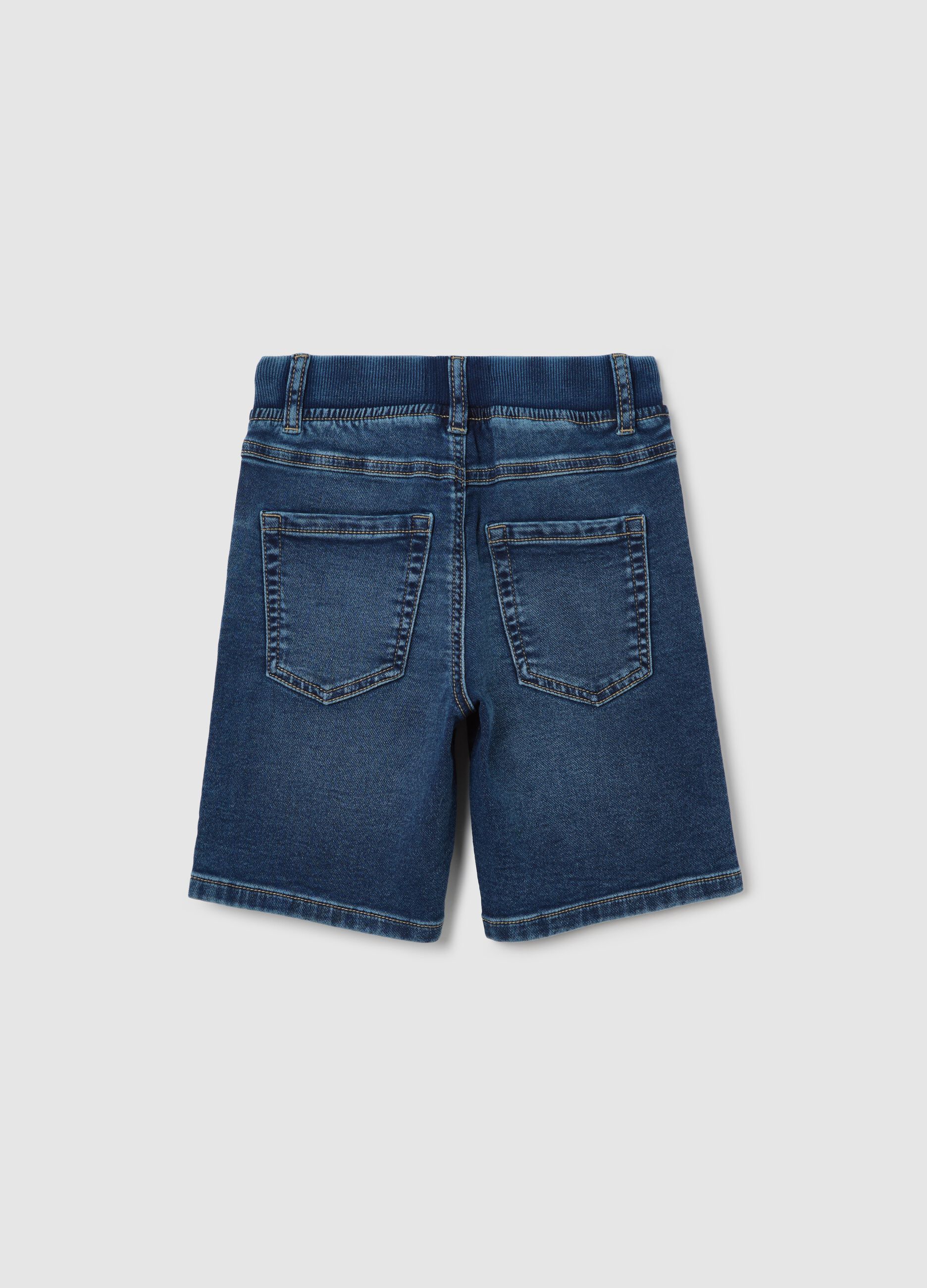 Denim Bermuda shorts with pockets and drawstring
