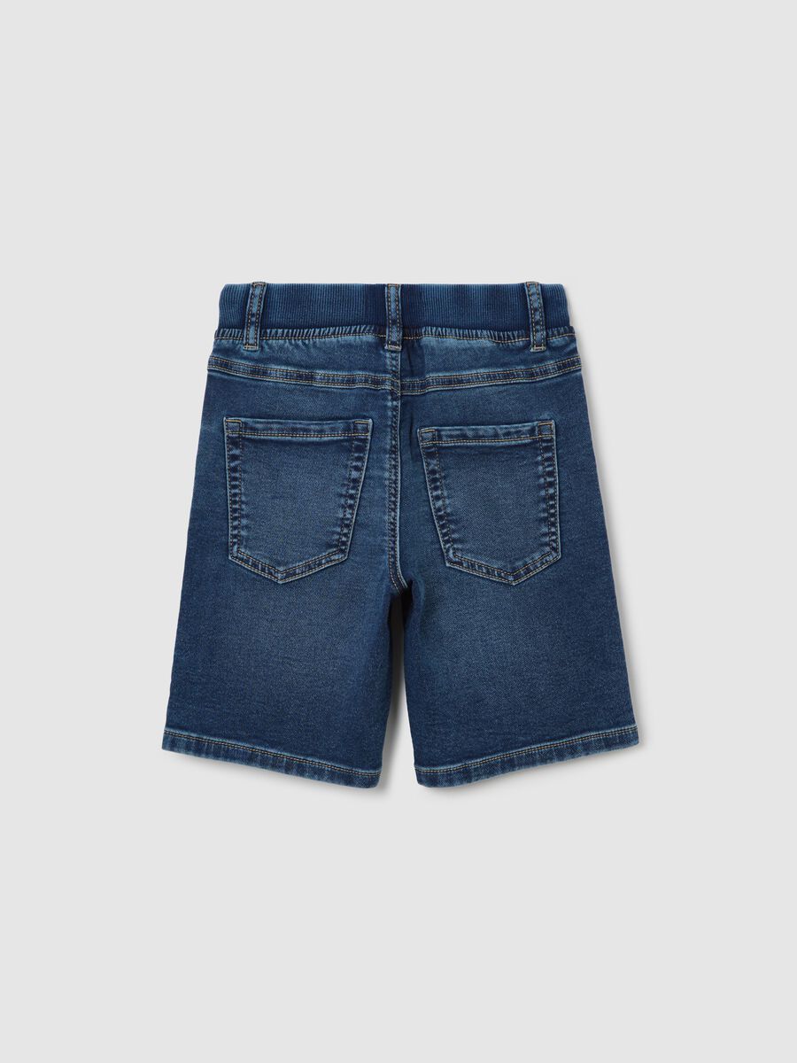 Denim Bermuda shorts with pockets and drawstring_1