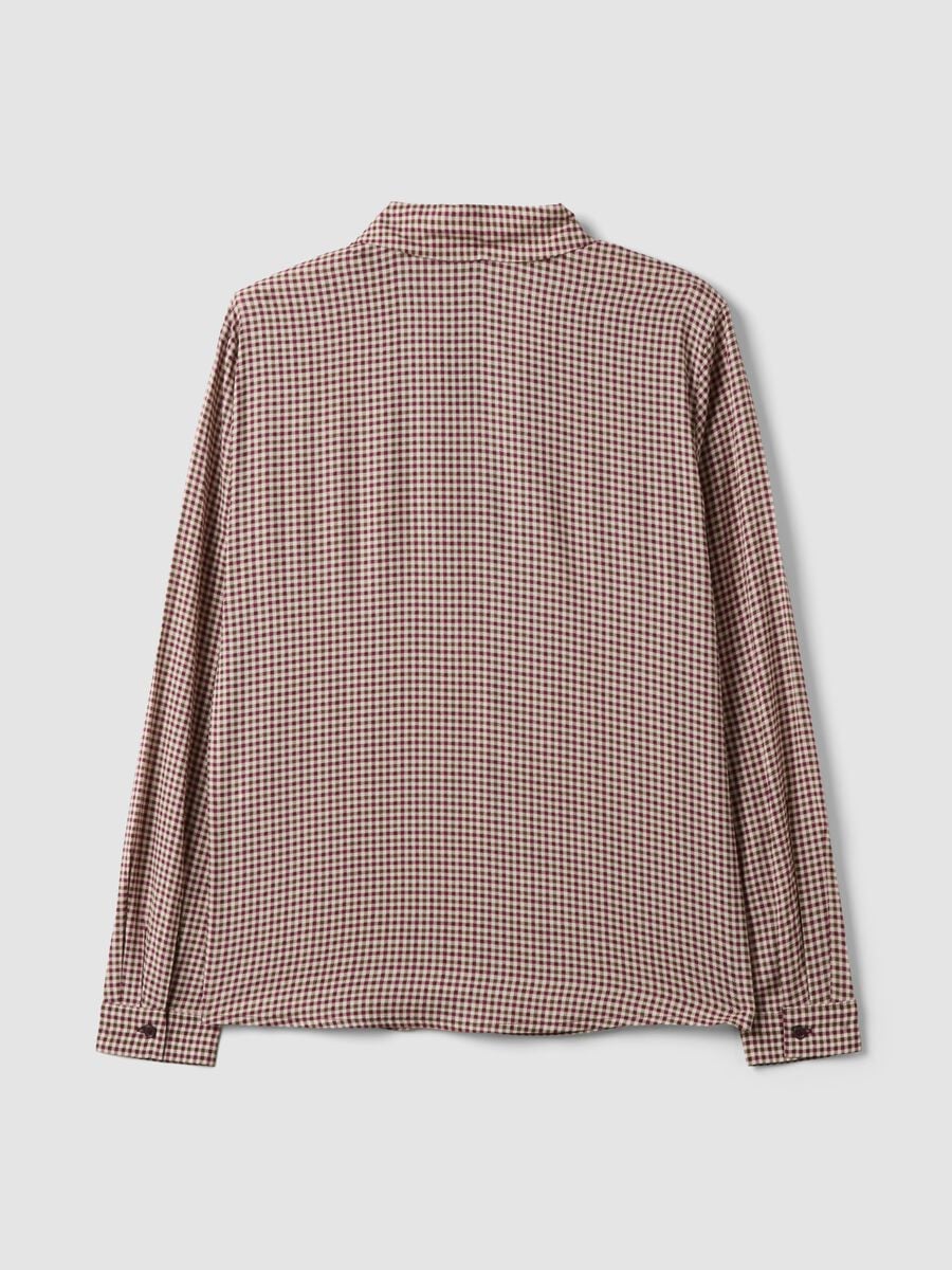 Brown checked pure viscose shirt with classic collar, regular fit_6