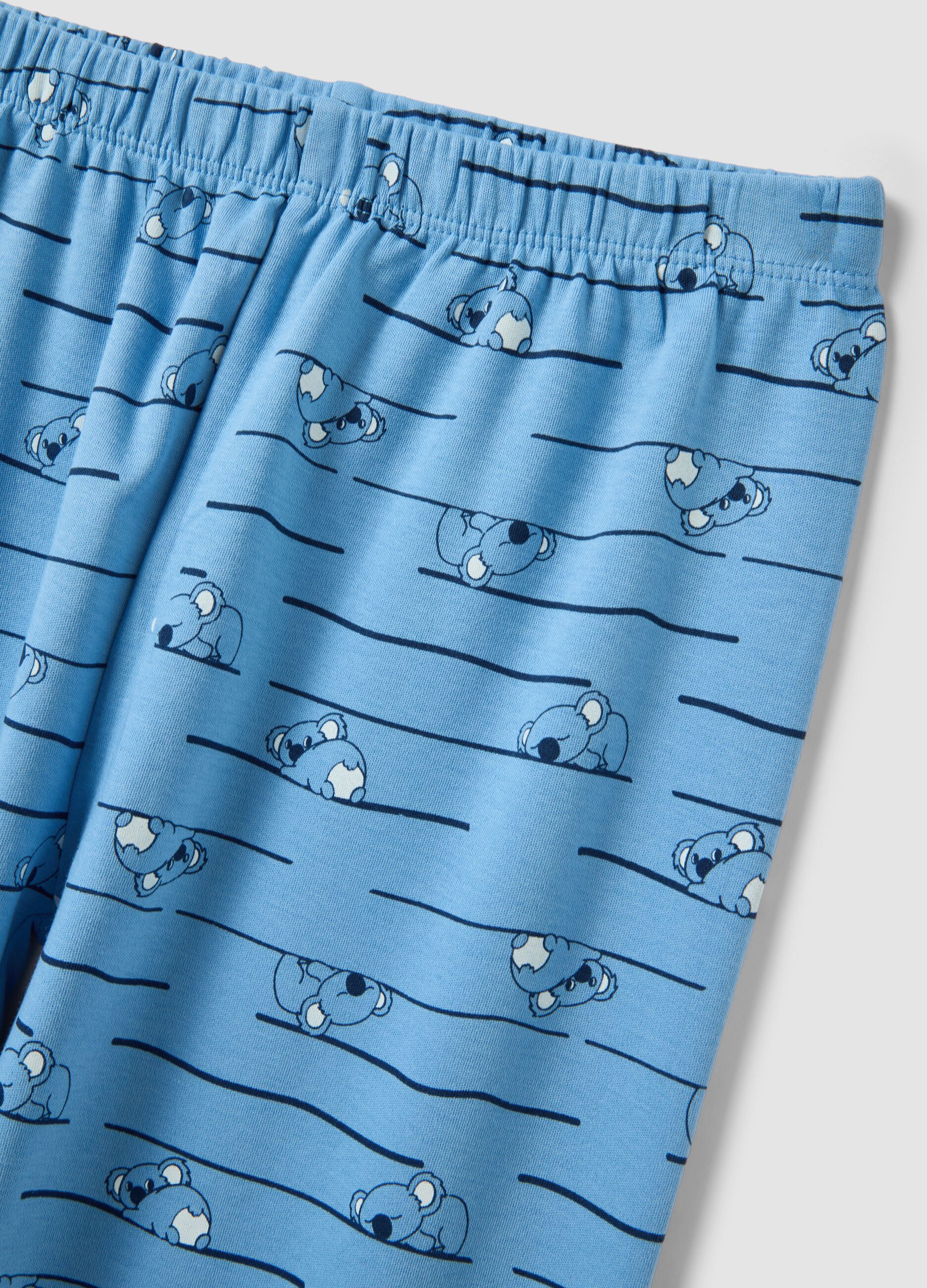 Blue pure organic cotton crew-neck pyjamas