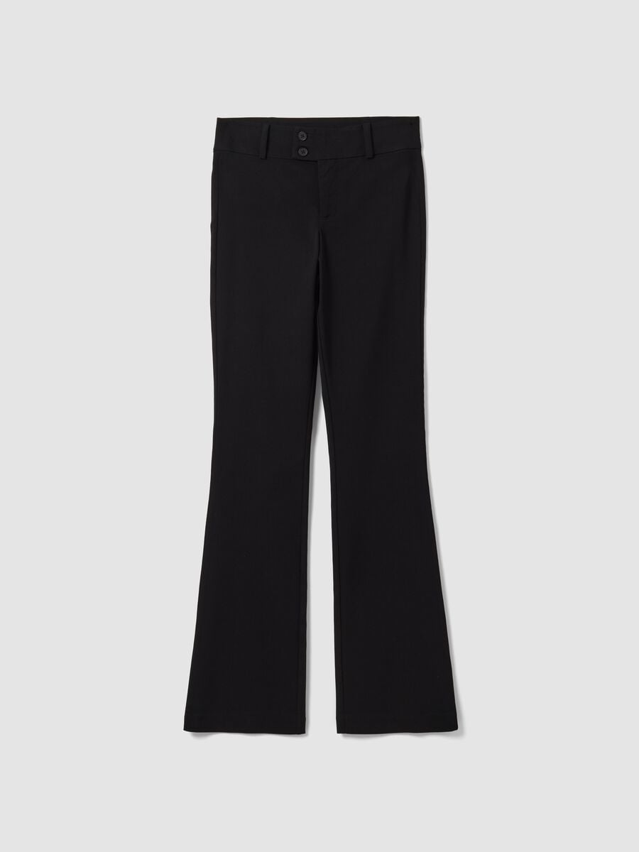 Black flared trousers in stretch viscose_4