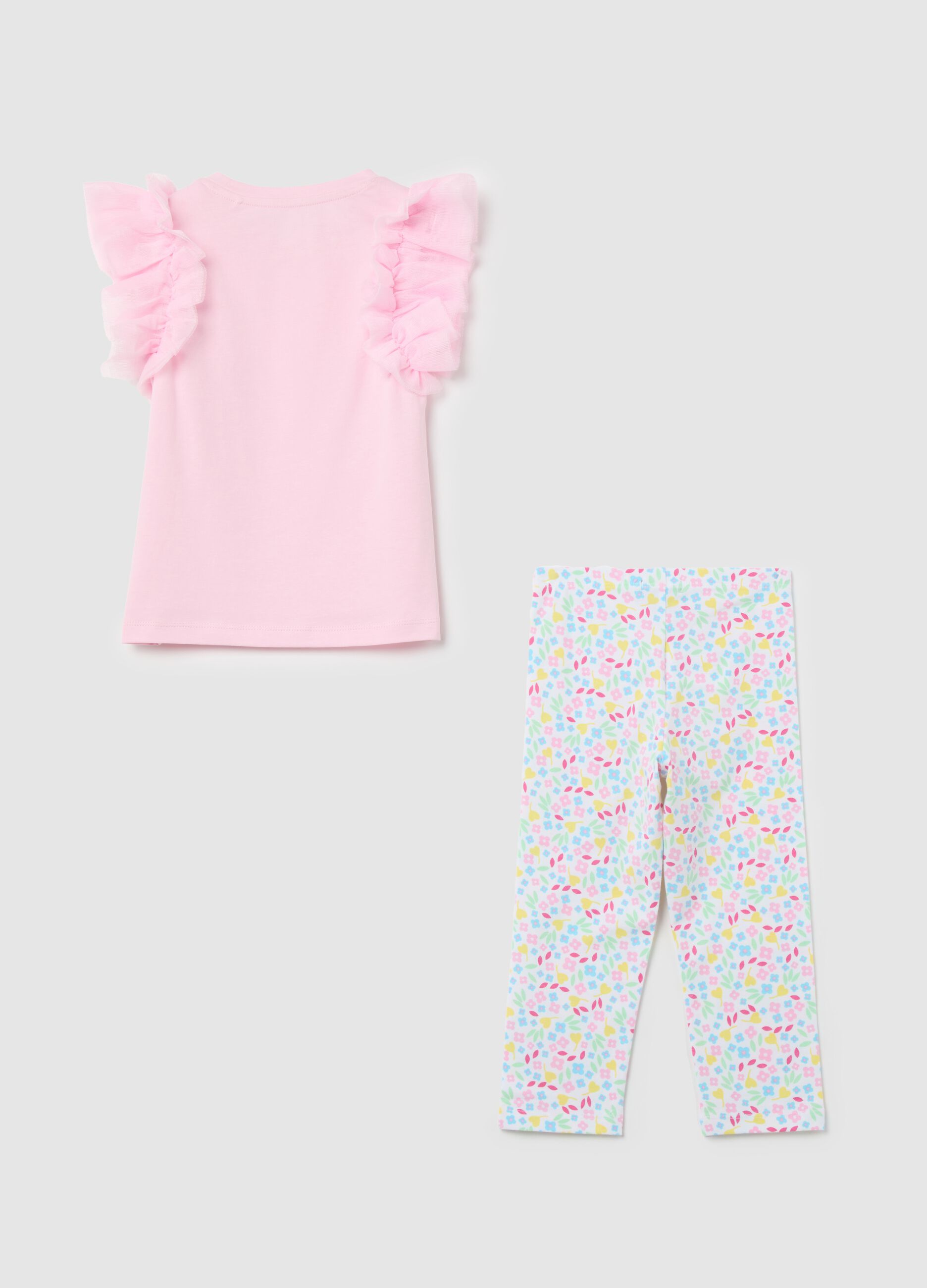 Cotton jogging set with flounce and print