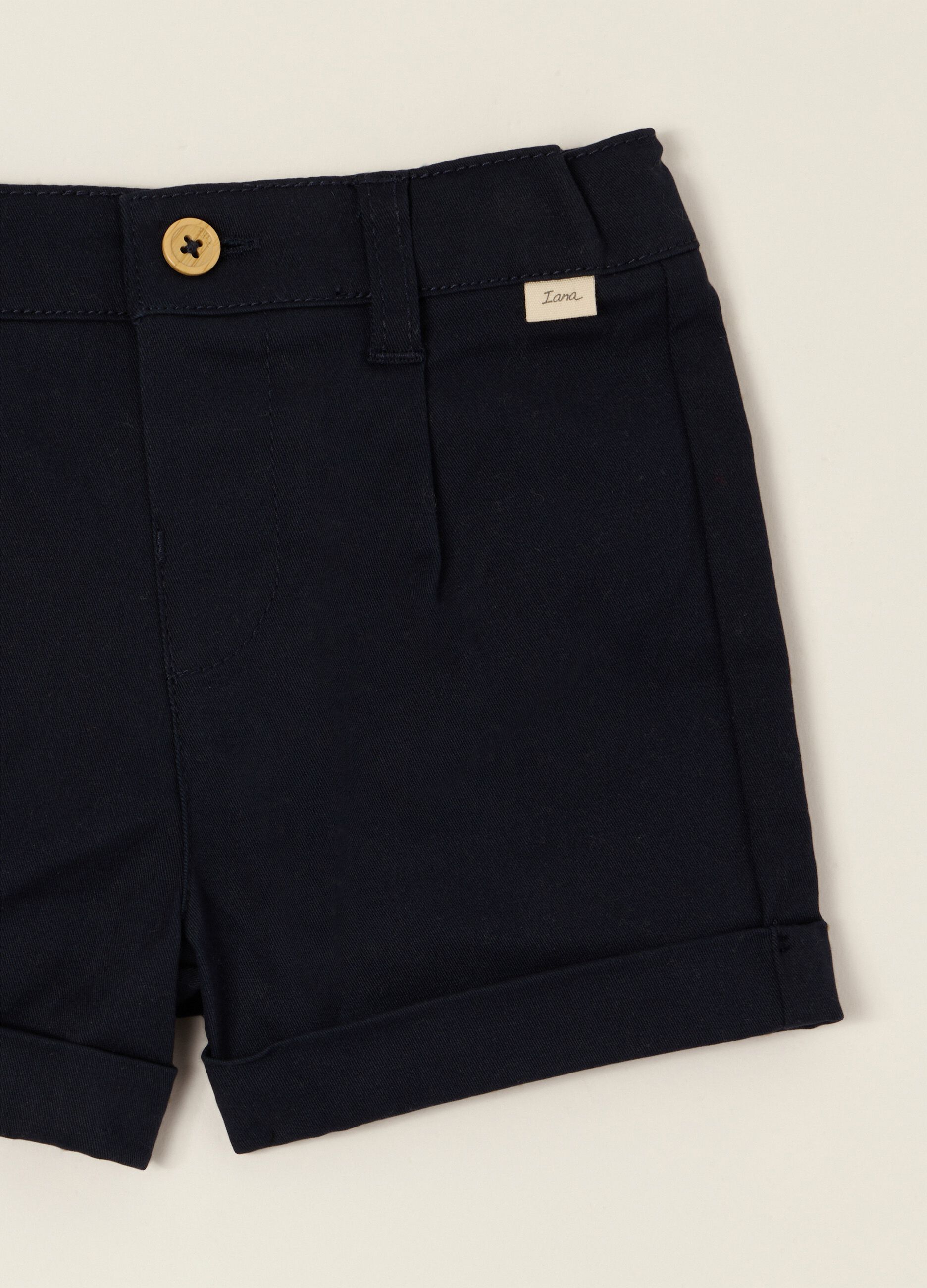 Baby Blue Stretch Cotton Shorts, Regular Fit