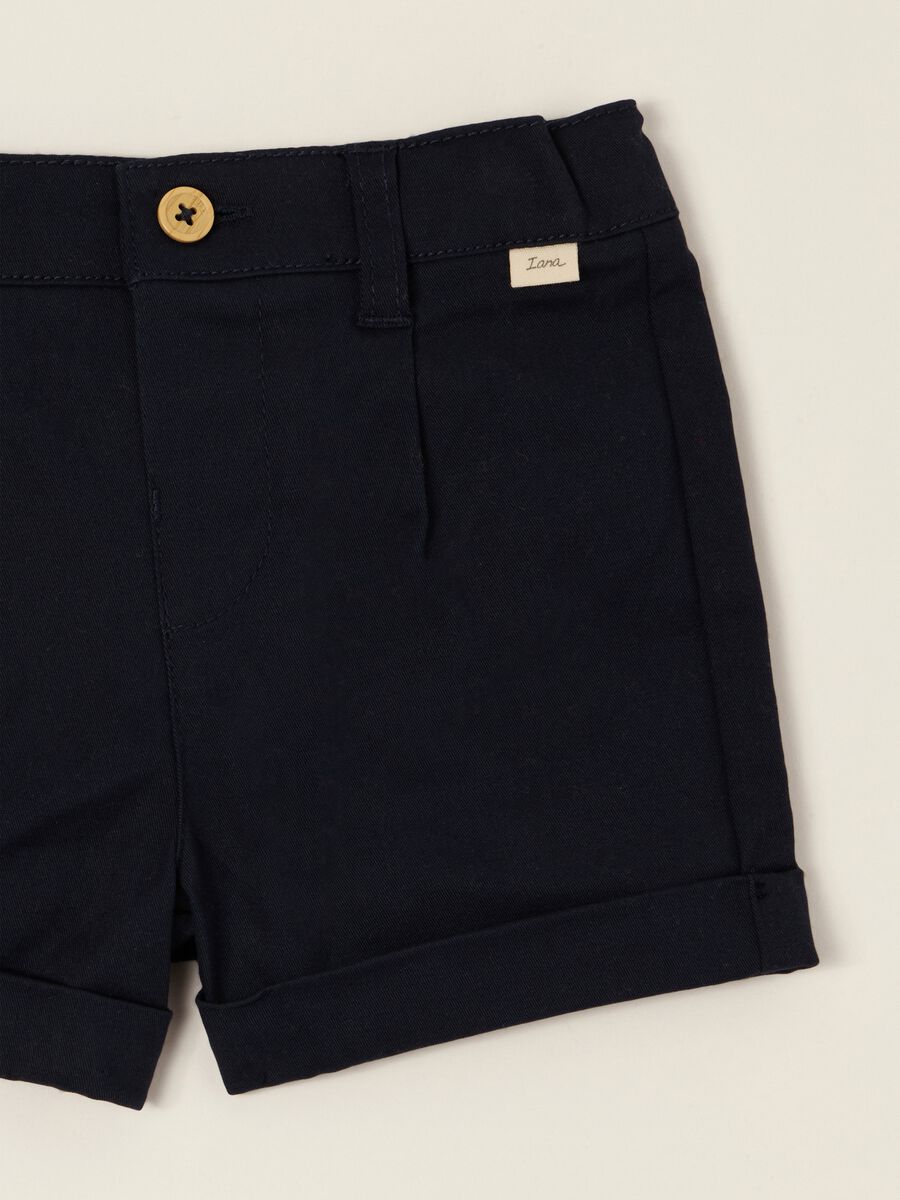 Baby Blue Stretch Cotton Shorts, Regular Fit_1