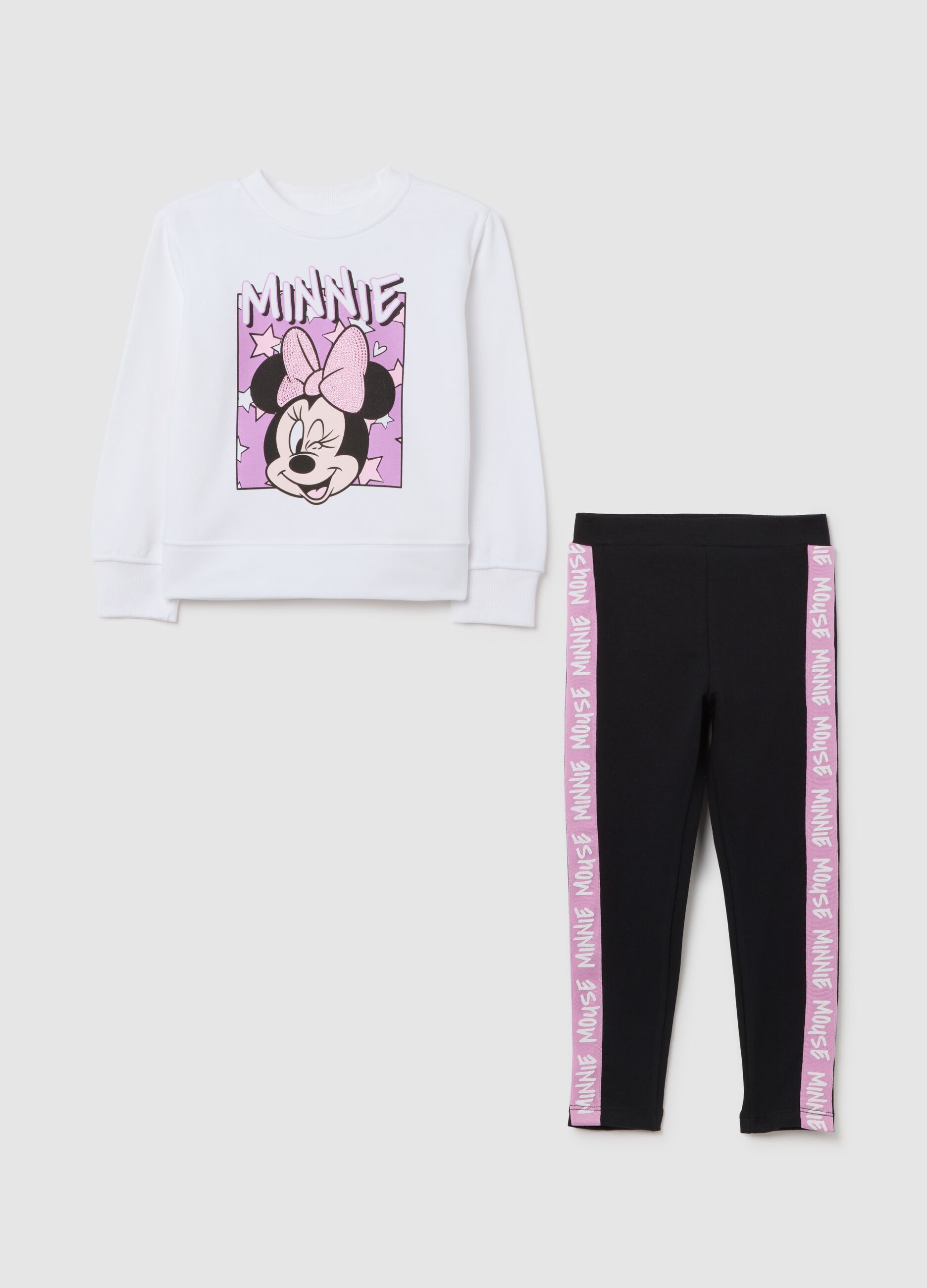 Jogging set with Minnie Mouse print and diamantés