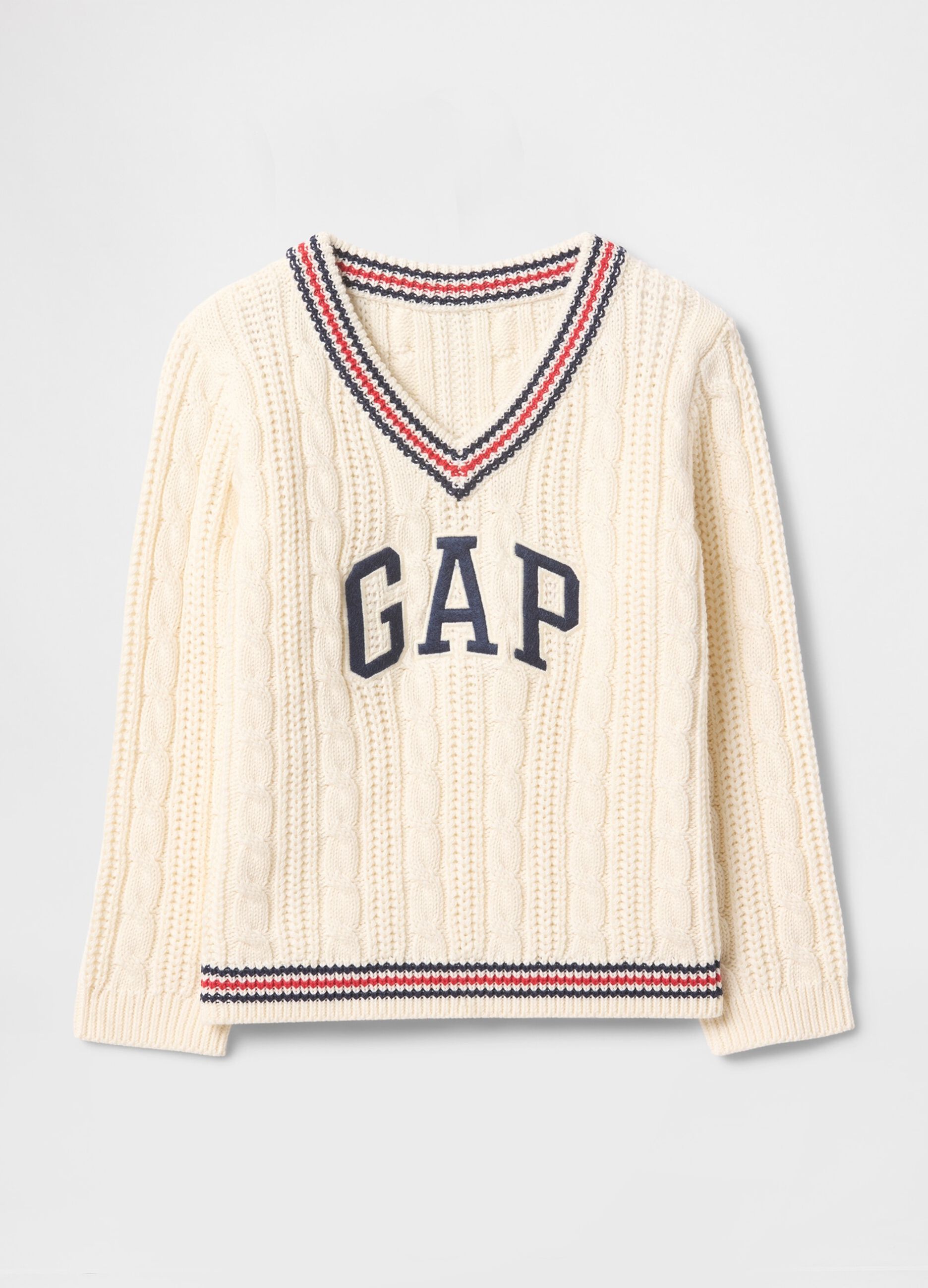 White V-neck Cotton Sweater GAP Kids