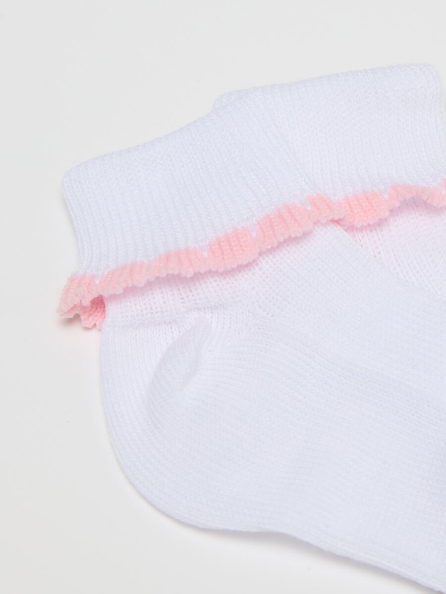 Multicolor cotton short socks for children with pink ruffle_1