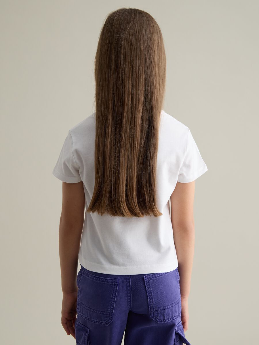 Girls' white pure cotton T-shirt regular fit with floral print_1