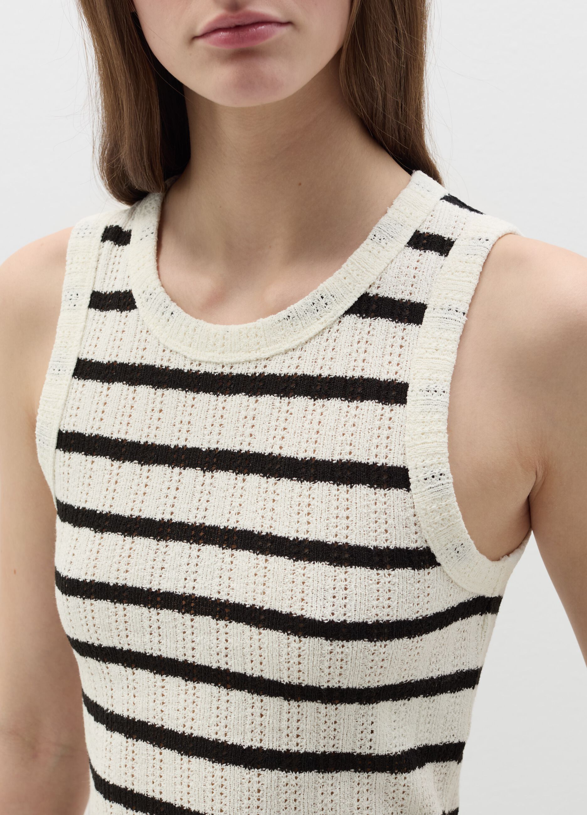 Striped crochet tank top