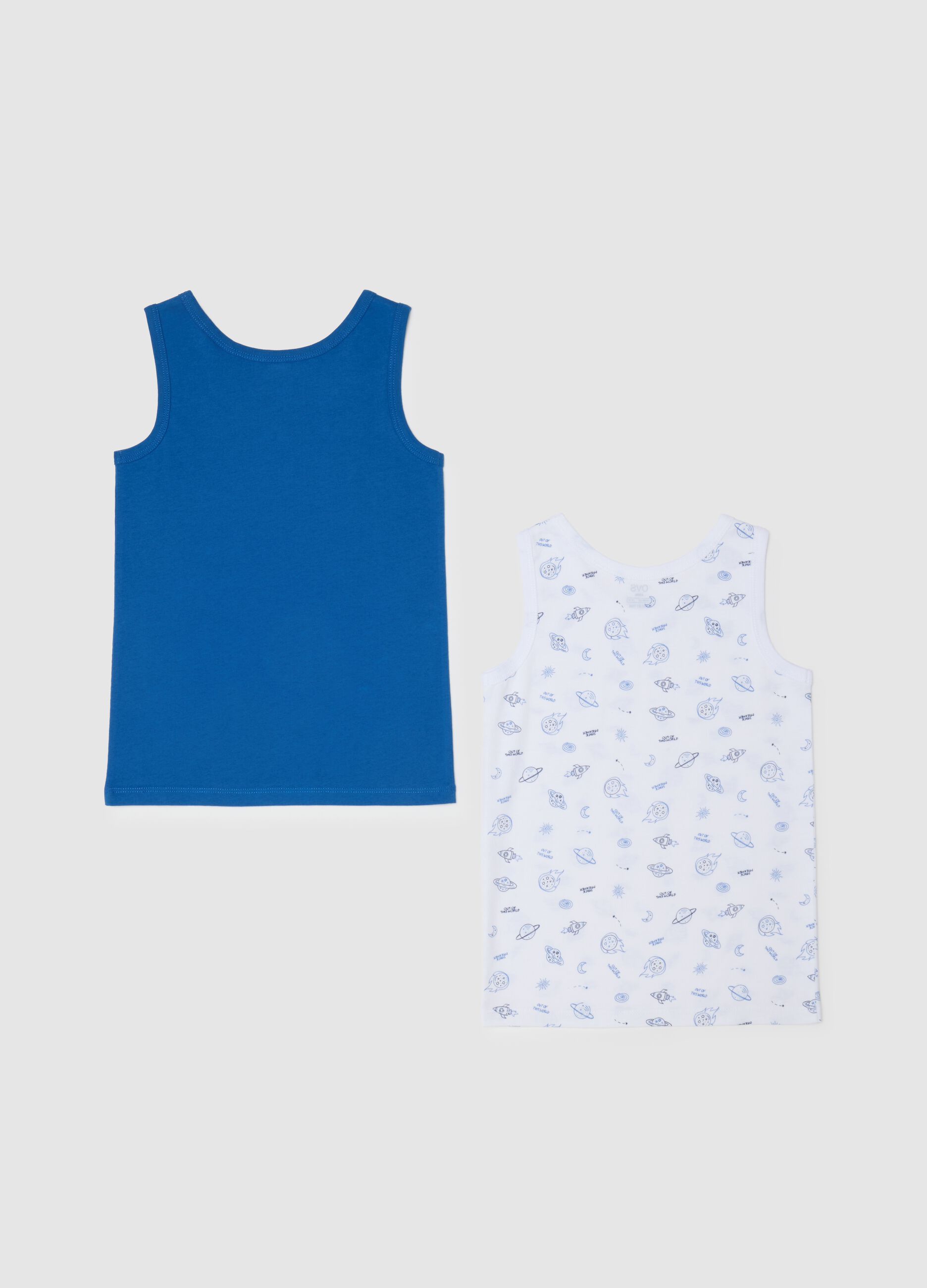 Multicoloured pure cotton kids' vest twin pack