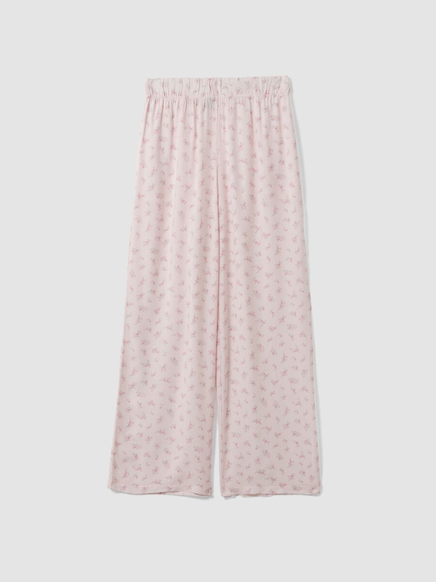 Pink pure viscose floral print pyjama trousers_4
