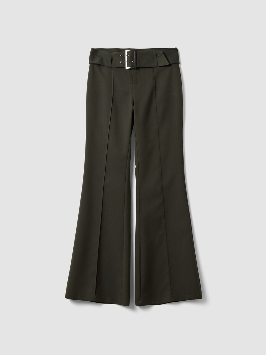 Pantaloni verdi in viscosa elasticizzata slim fit_0
