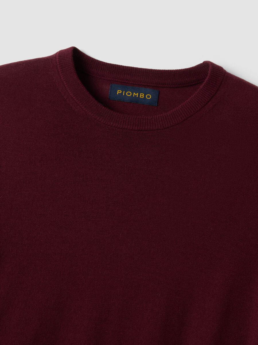 Maglia rossa girocollo in pura lana merino regular fit_1