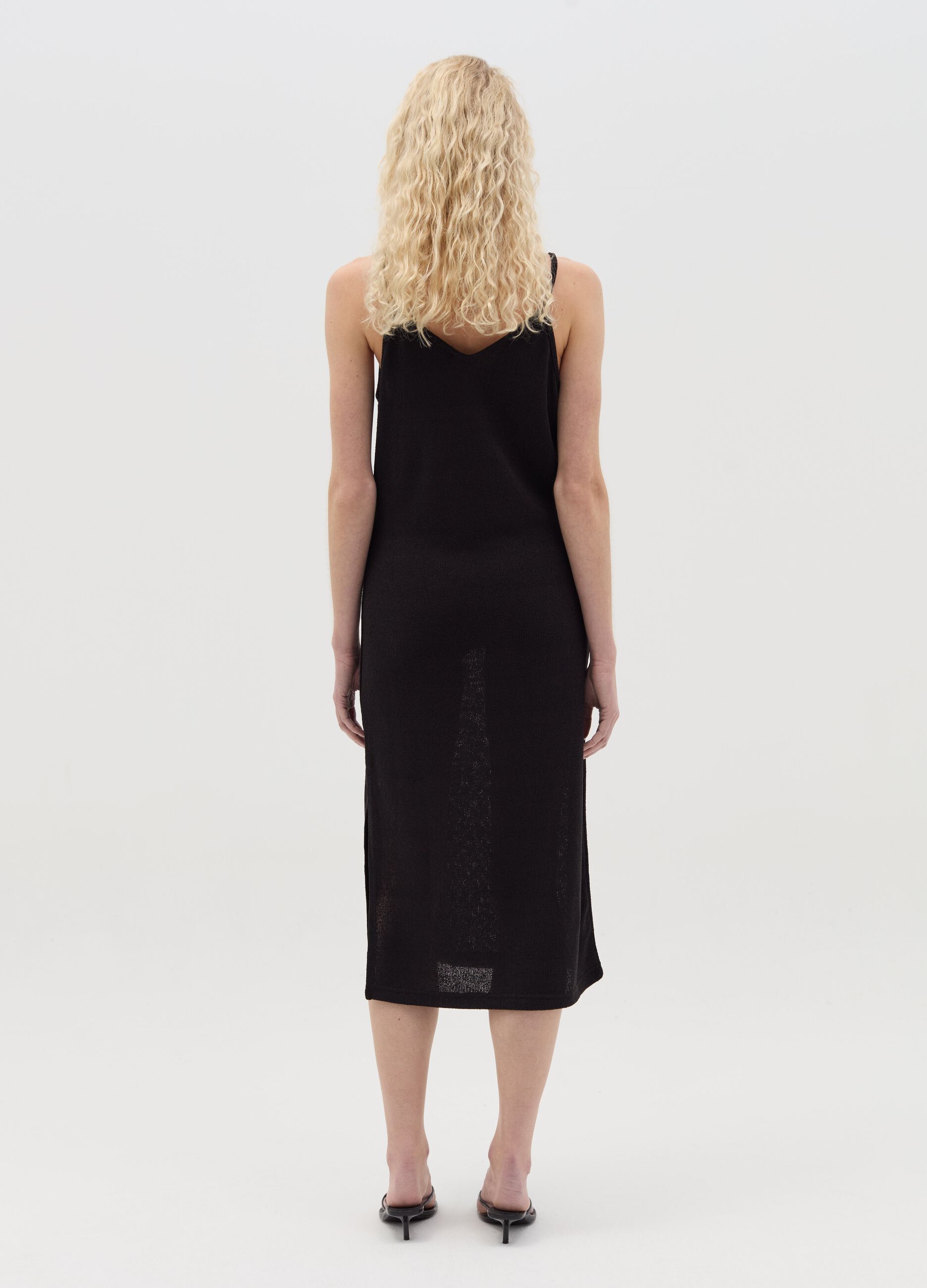 Black midi dress with spaghetti straps