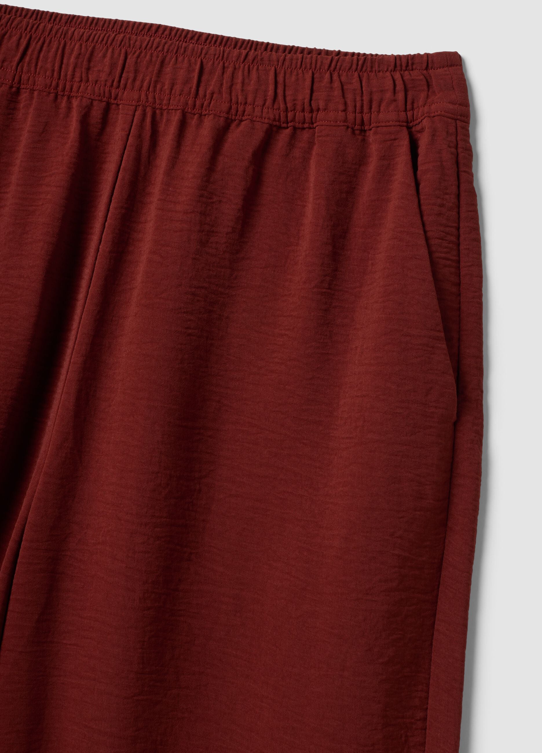 Red wide-leg trousers with elasticated waistband