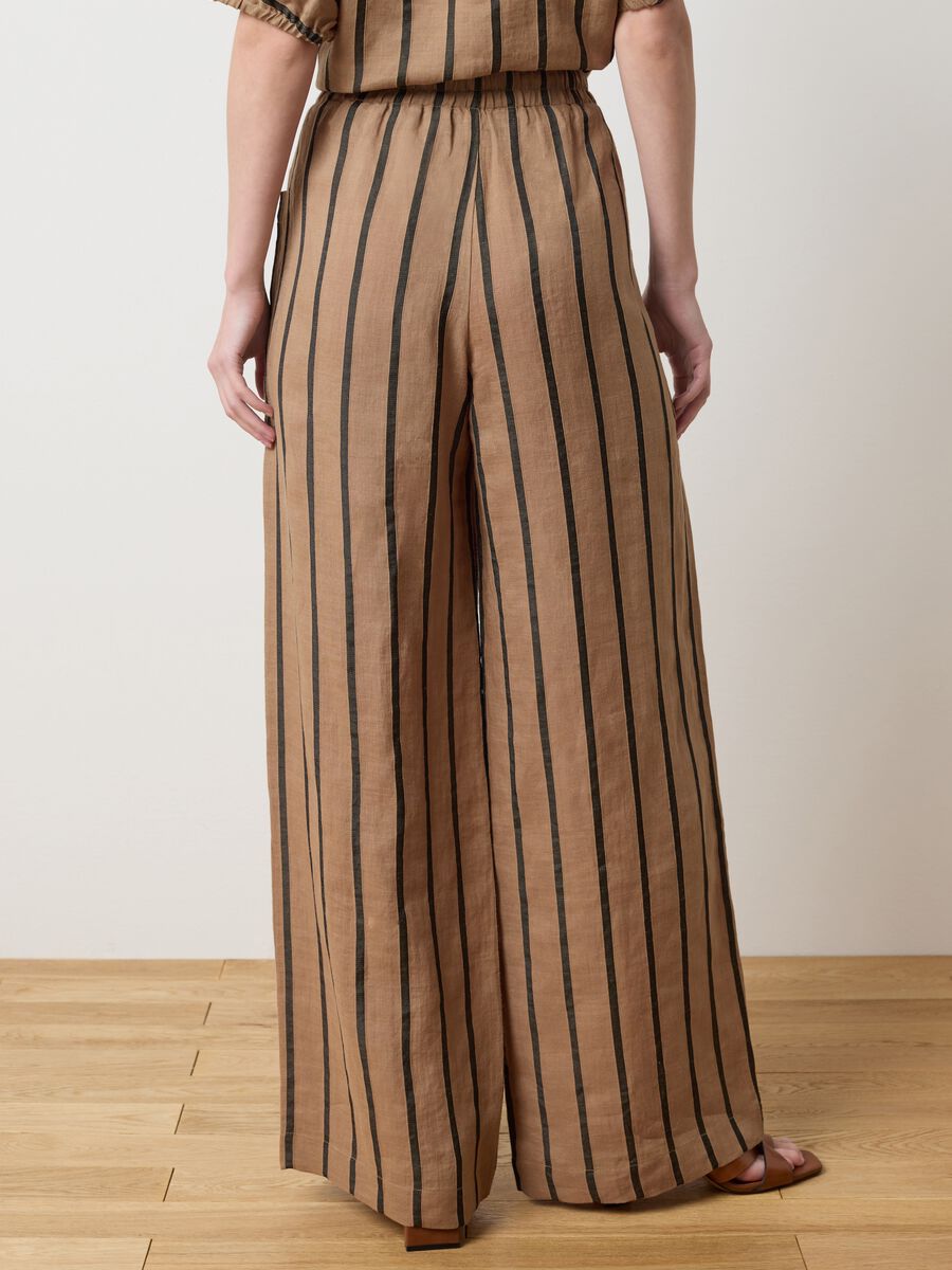 Brown wide-leg trousers with stripes_3