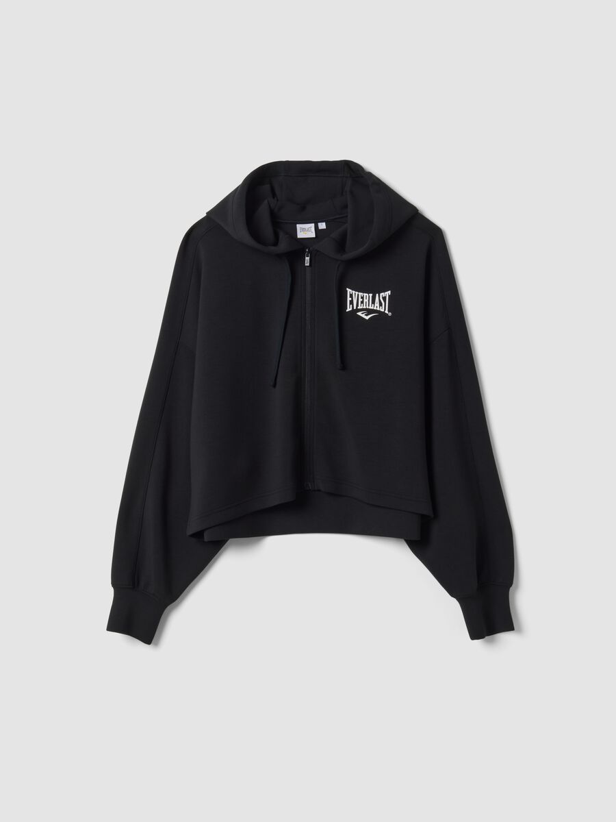 Black hooded sweatshirt in stretch viscose jersey, regular fit_4