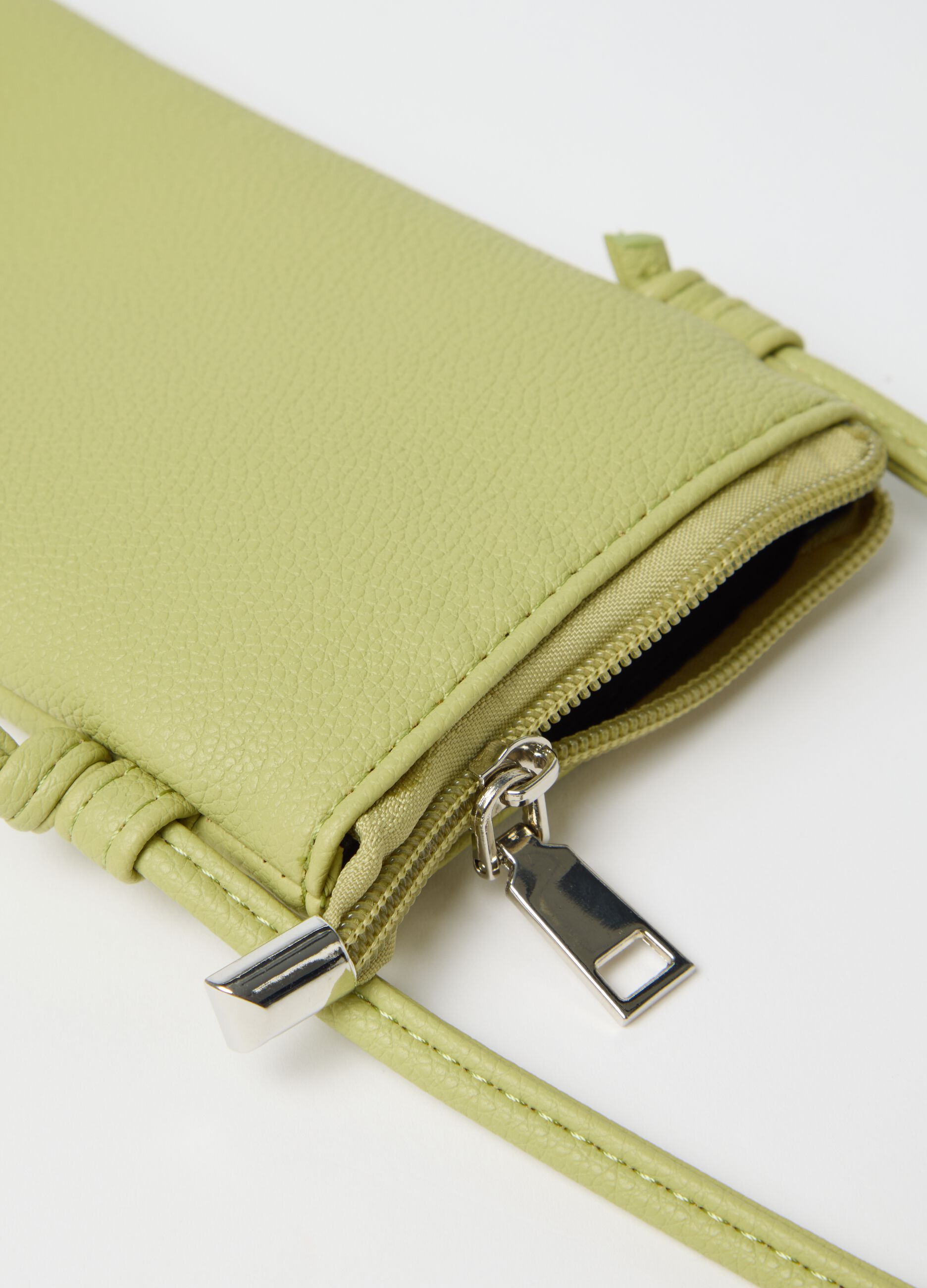 Green mobile phone holder with shoulder strap