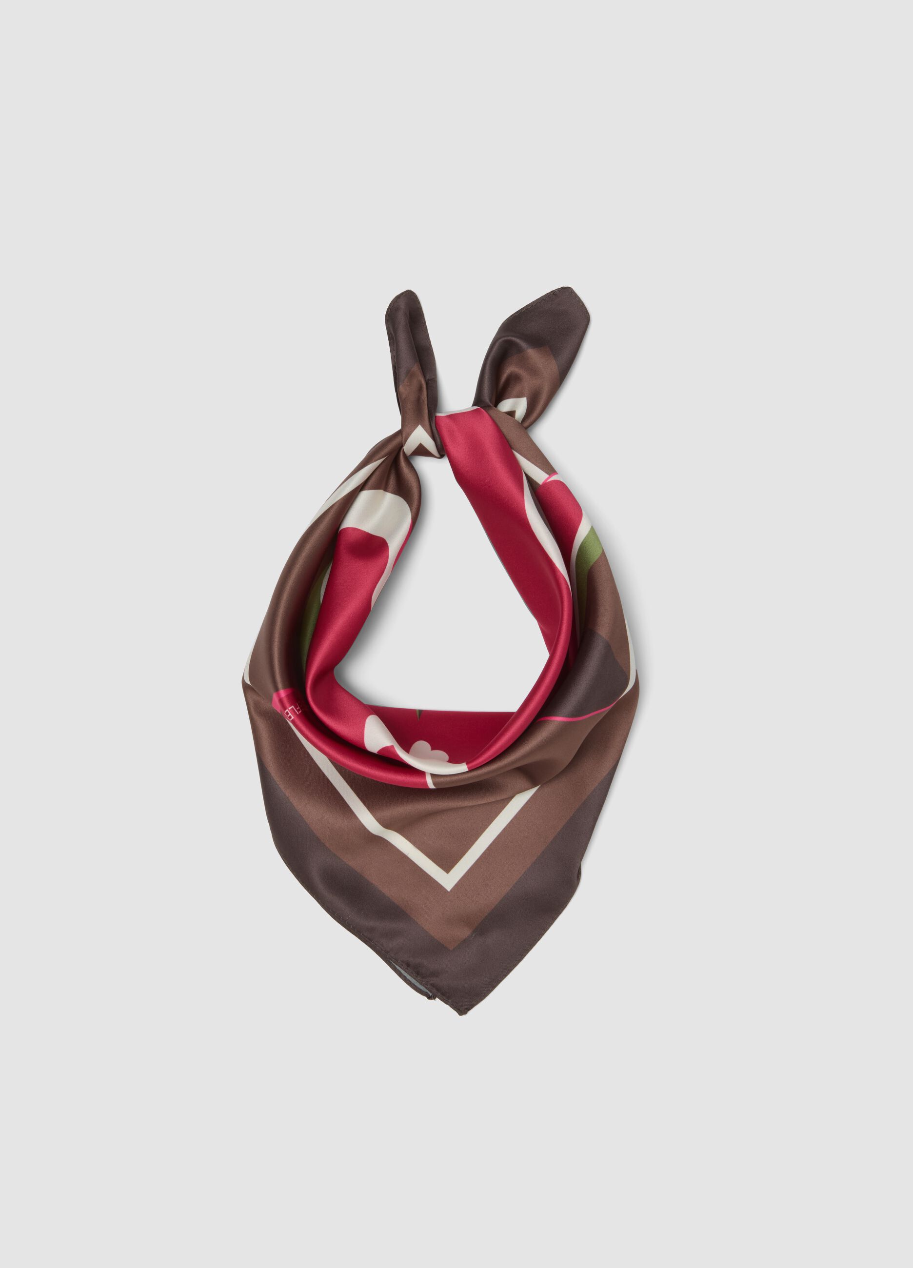 Brown floral-pattern scarf
