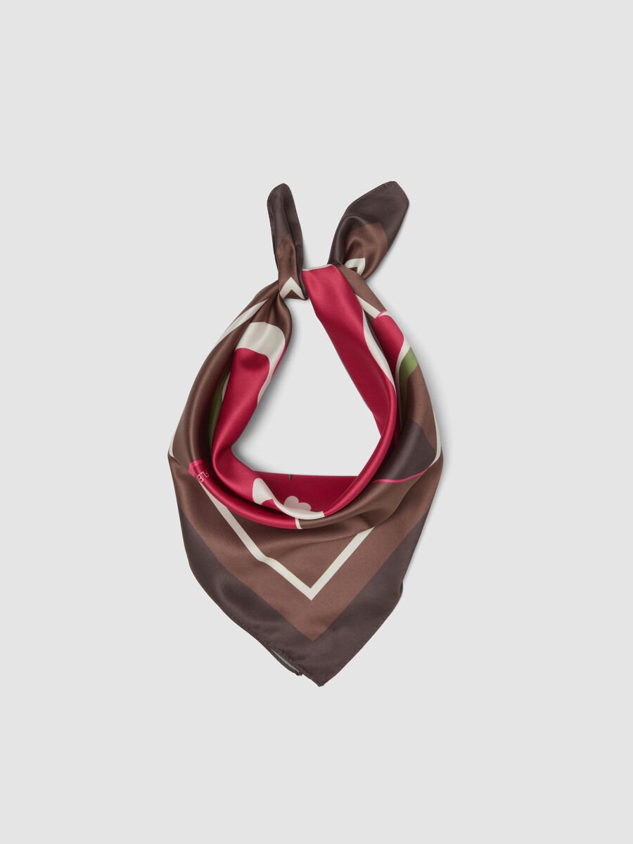 Brown floral-pattern scarf_0