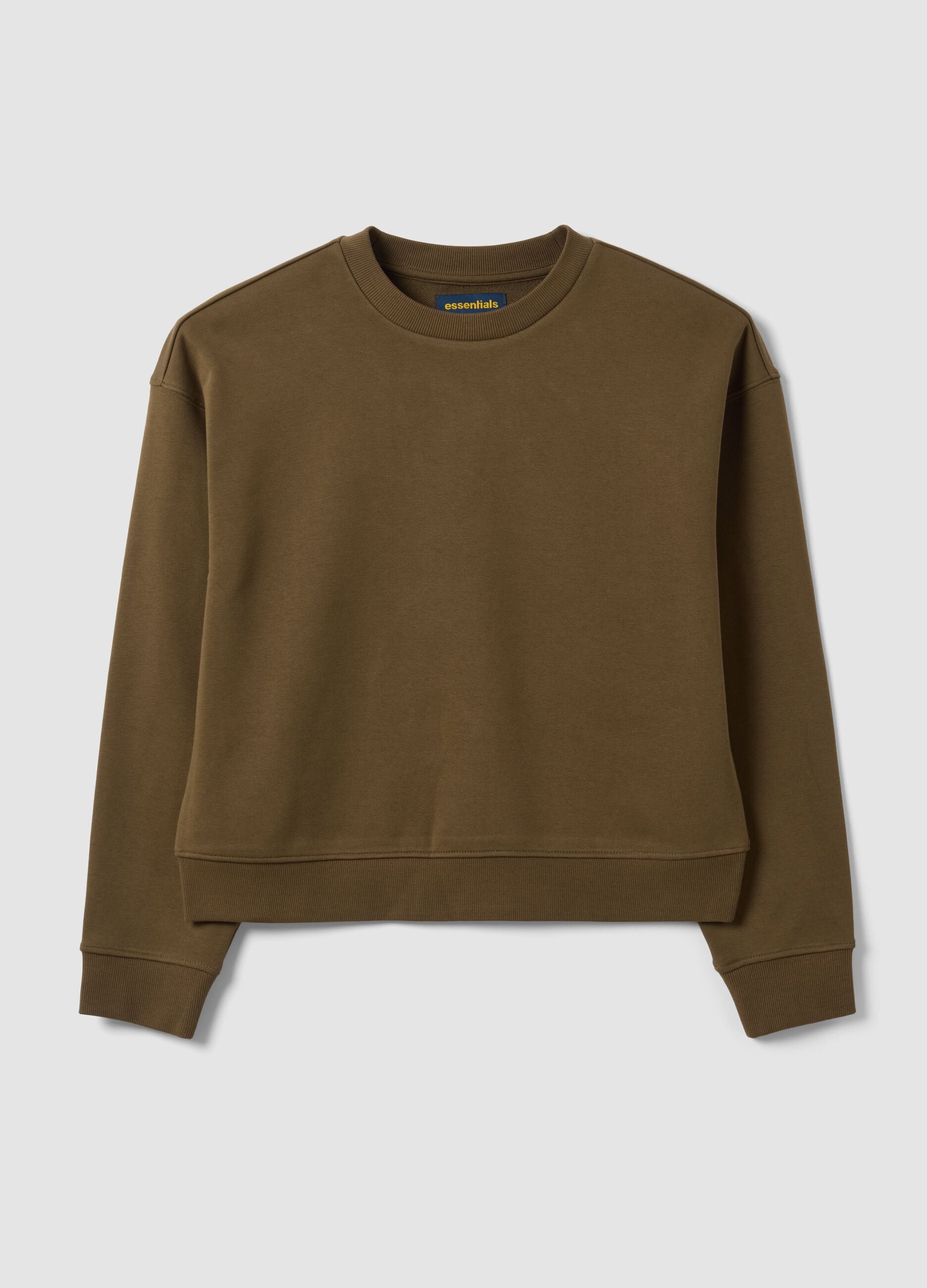 Felpa verde in misto cotone a girocollo regular fit