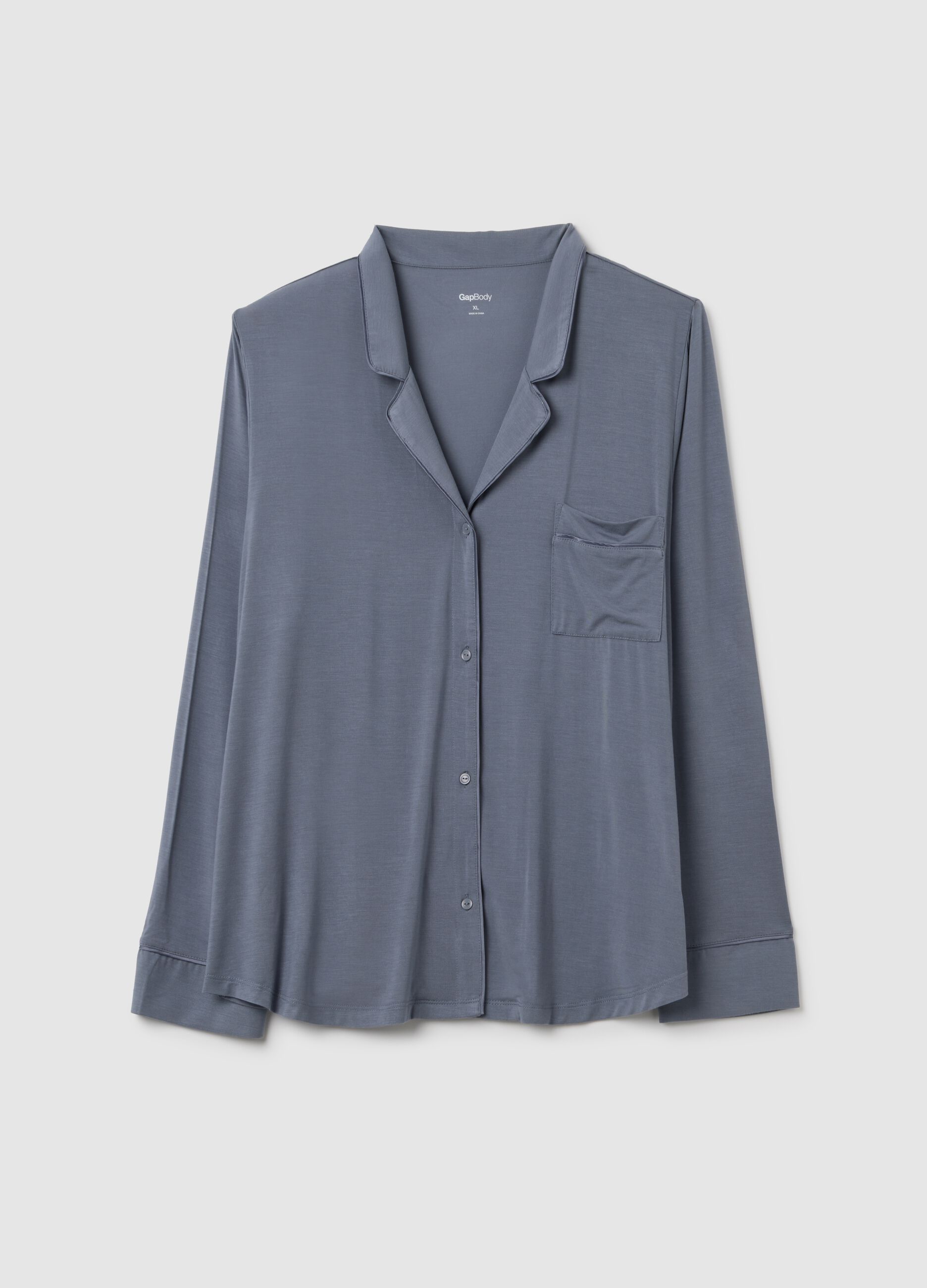 Pyjama top with contrasting piping