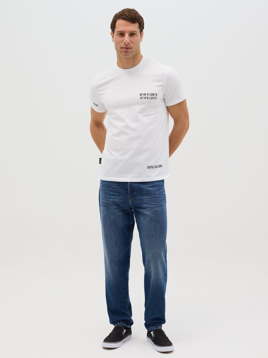 Cotton T-shirt with Castel Dell'Ovo coordinates print_1