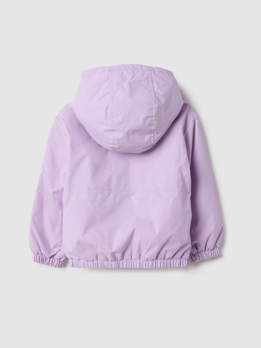 Purple regular fit jacket with hood for baby girl_1