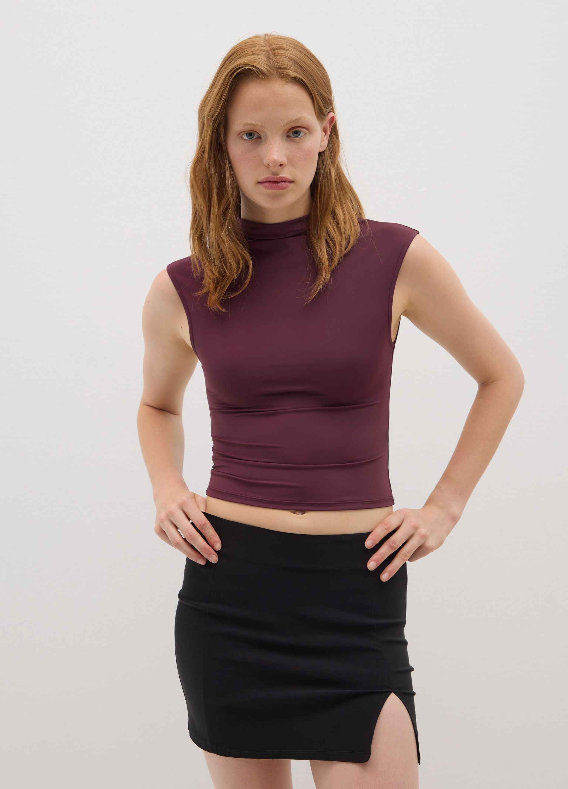 Top senza maniche bordeaux