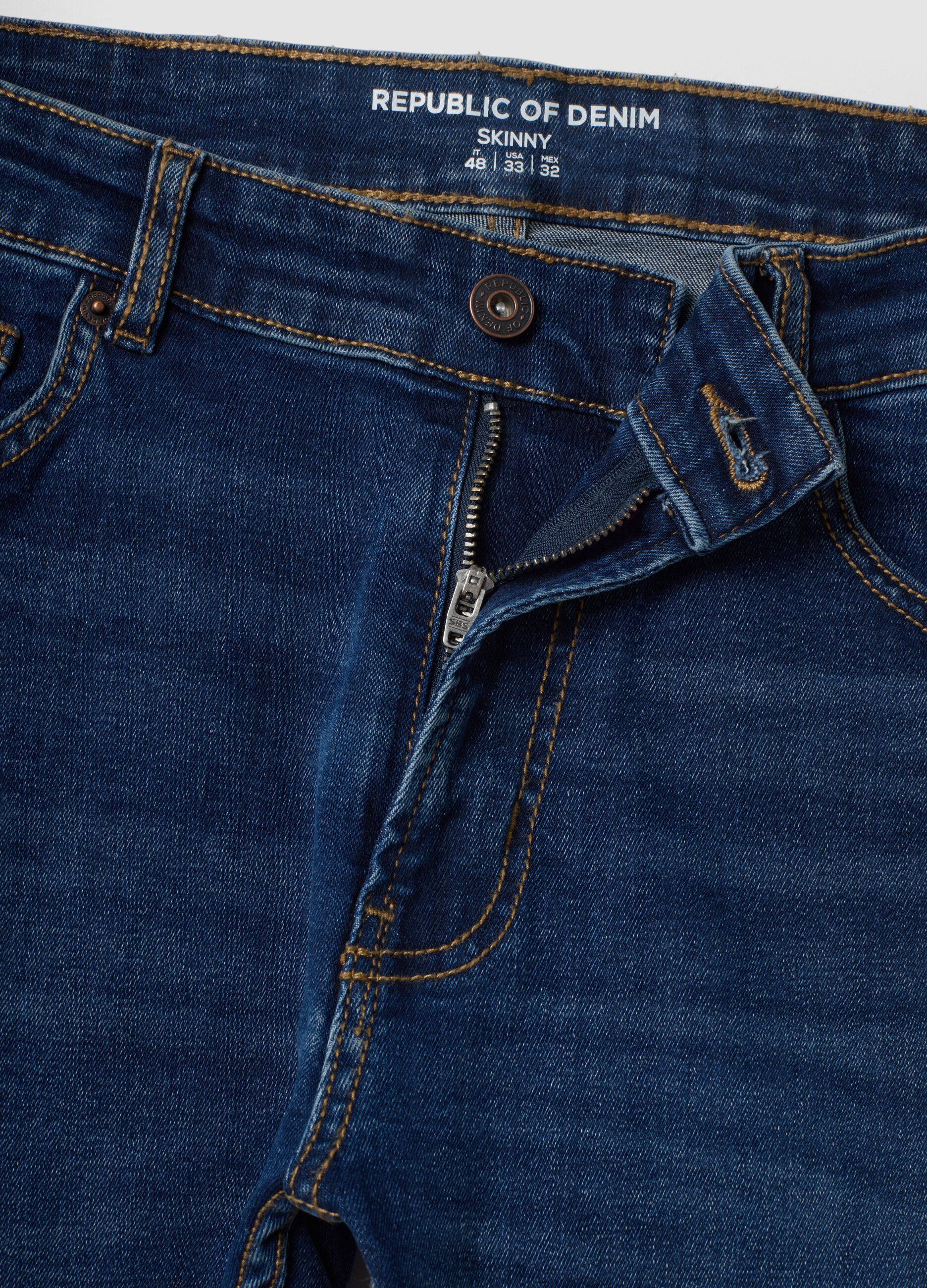 Blue stretch-cotton denim skinny-fit jeans