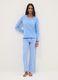 Sky blue pure cotton regular fit pyjamas with ruffles_0