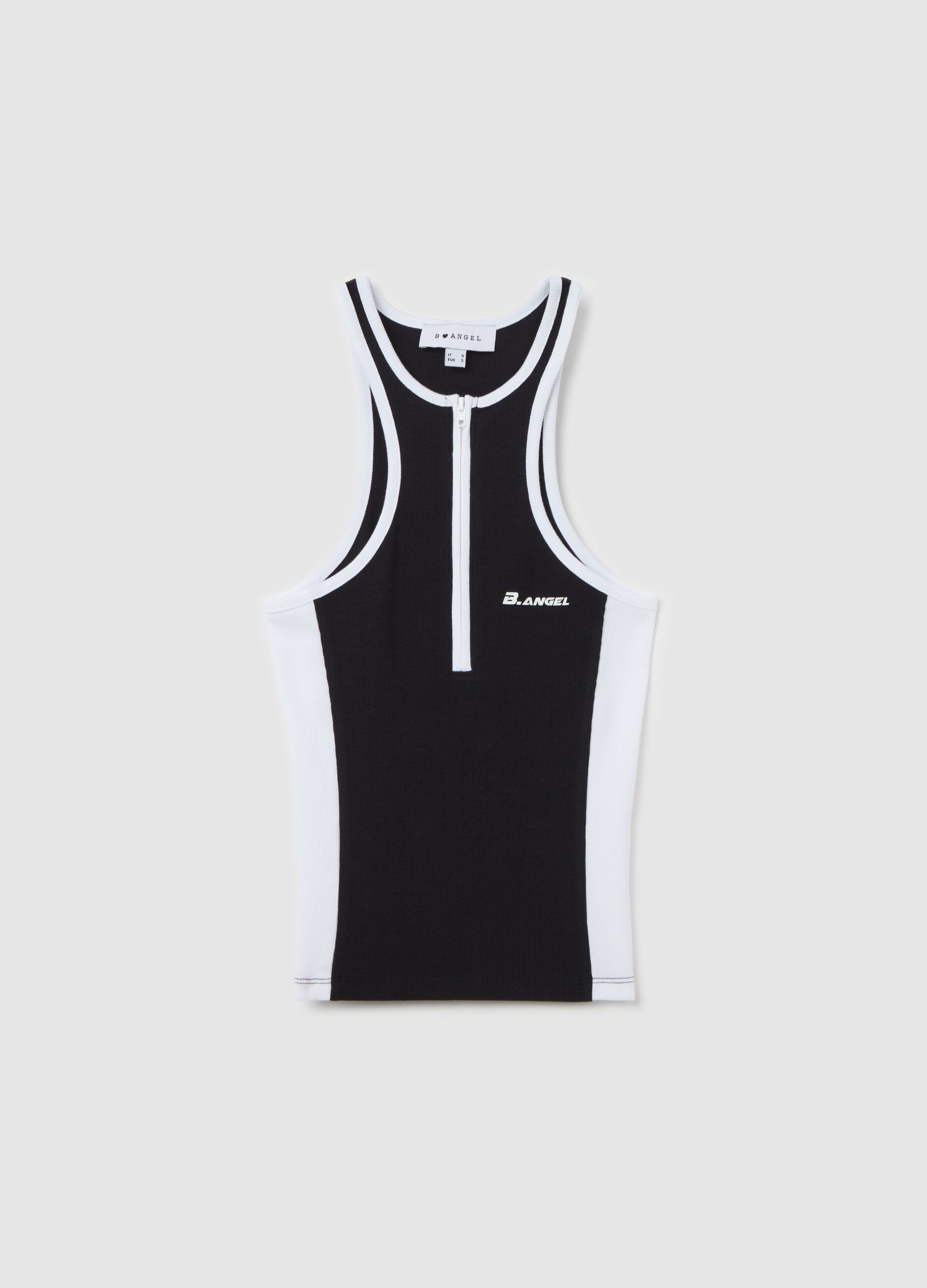 B.ANGEL X THE SEA BEYOND cropped tank top with zip